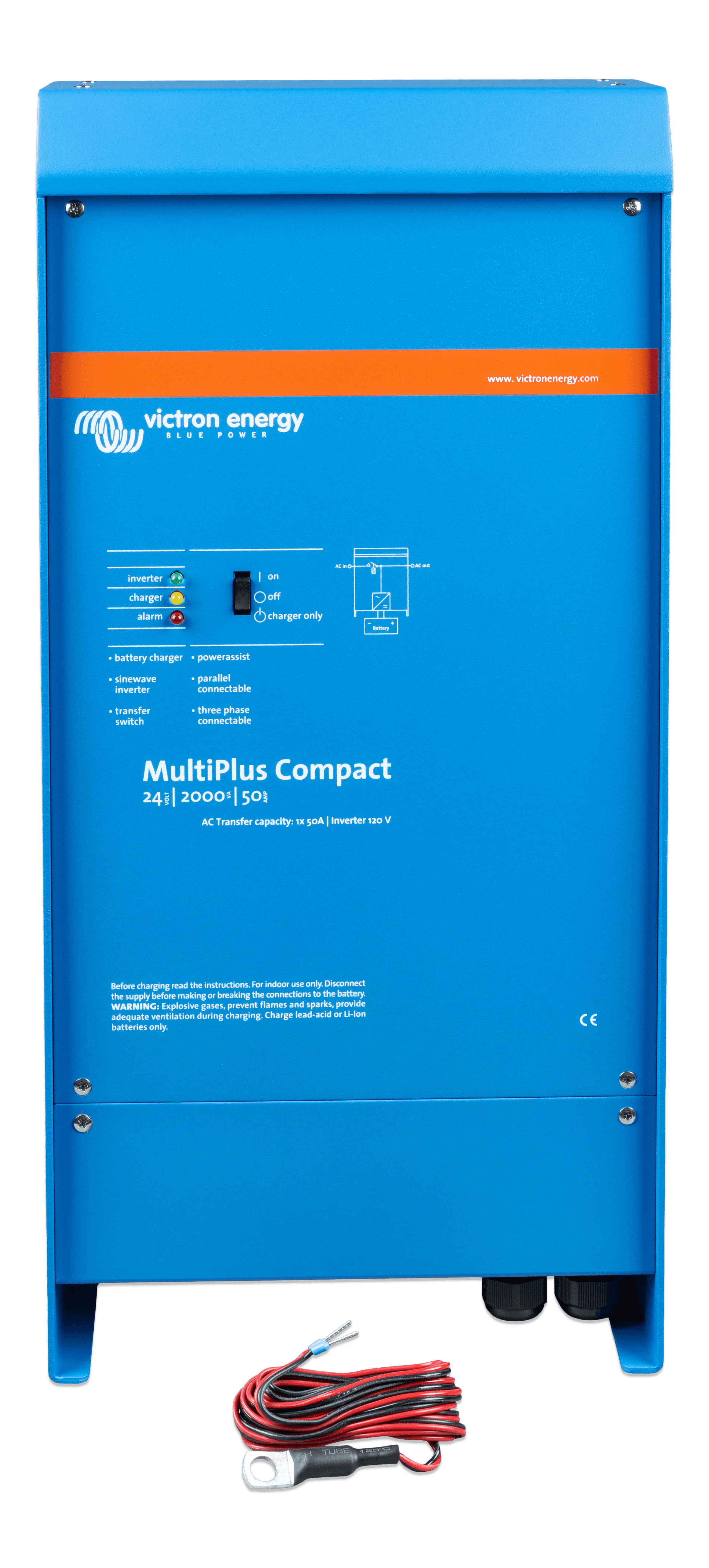 MultiPlus Compact 24V 2000VA 50A 50A 120V VE-Bus (front + acc) thumbnail